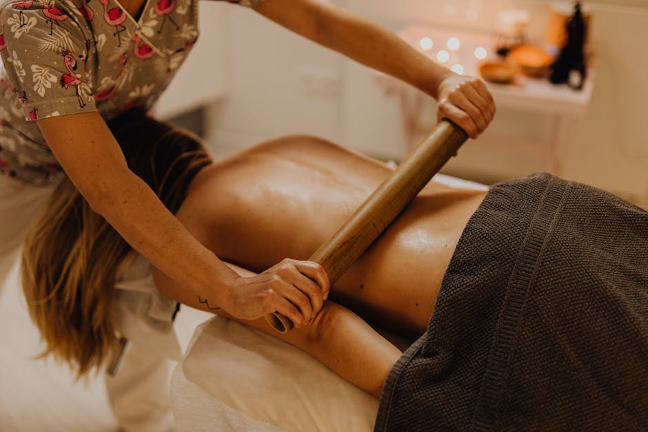 Experience a soothing bamboo massage in a serene spa setting for ultimate relaxation